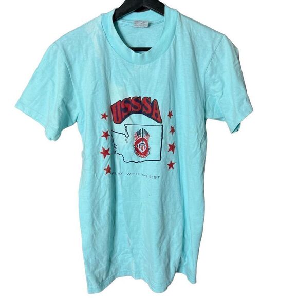 VTG 80s Softball T Shirt USA Medium - Picture 1 of 4